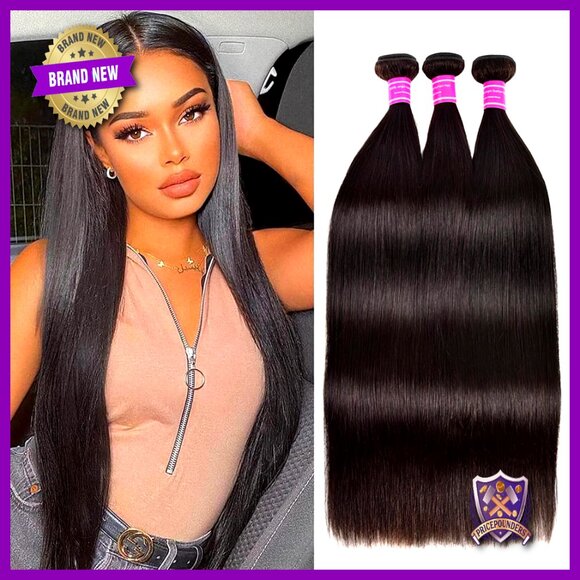 Straight Human Hair Extensions 3 Bundles Unprocessed Virgin Brazilian Hair